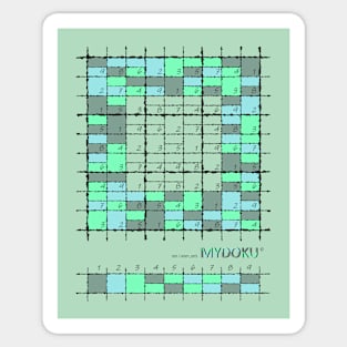 Mydoku_001_H001_003_F: Sudoku, Sudoku coloring, logic, logic puzzle, holiday puzzle, fun, away from screen Sticker